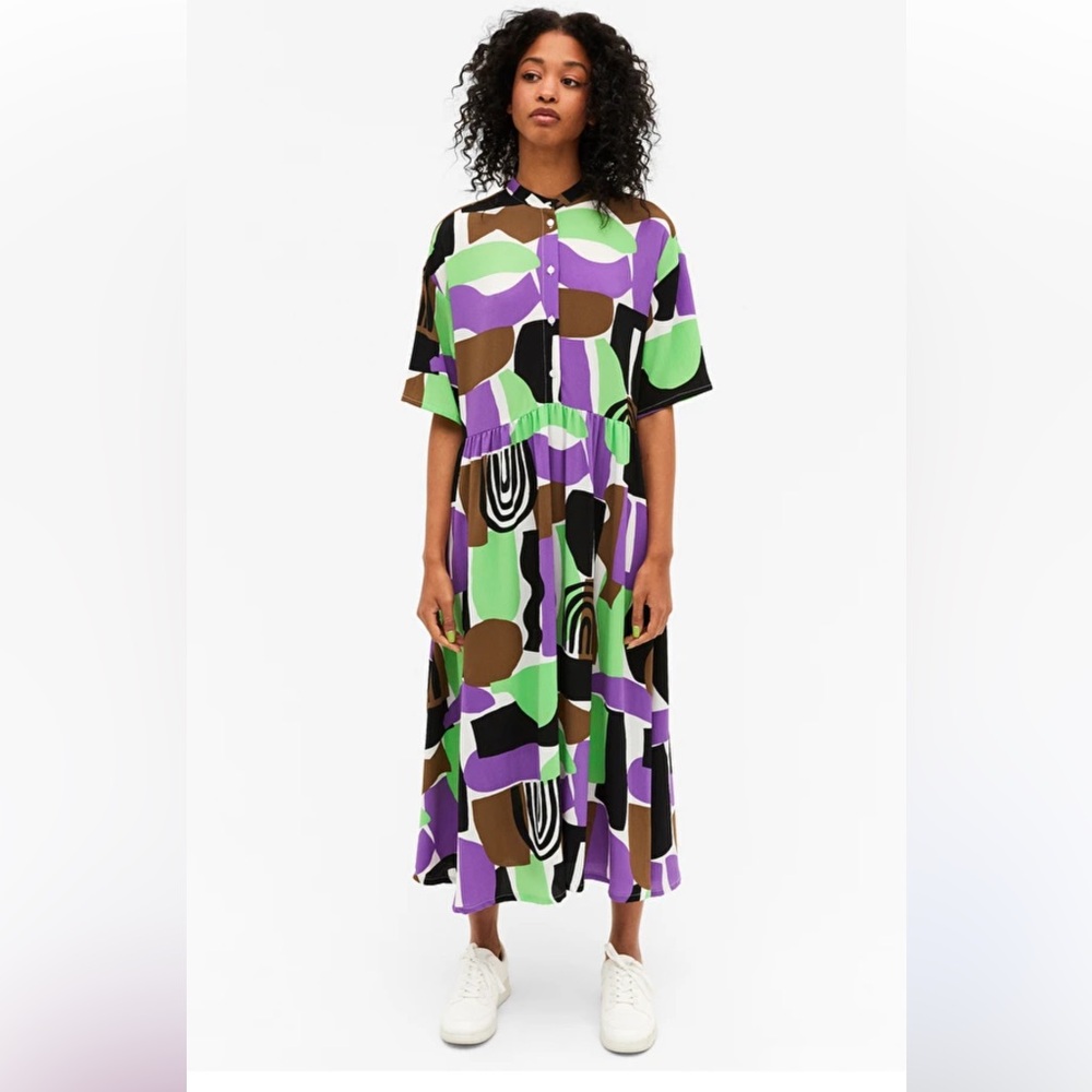 ASOS Monki Multicolor Abstract Midi Dress